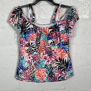 Island Escape Women's Floral Underwire Tankini Top Swimsuit Multi 16W